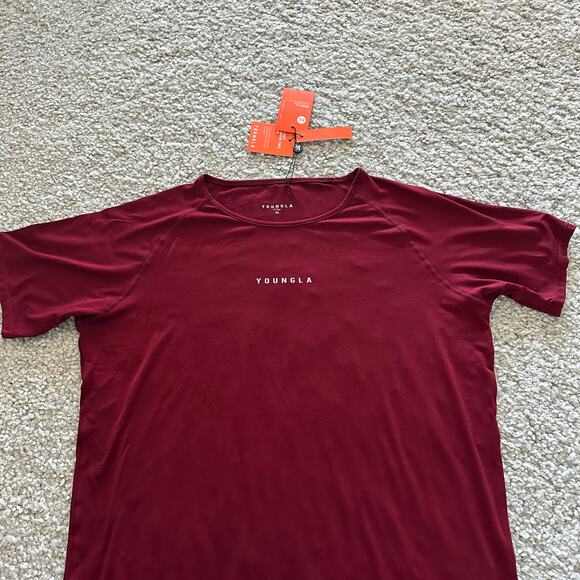 Men's YoungLA 403 ELITE TEE stretch quick dry, XL, NWT, Burgundy - Picture 4 of 8